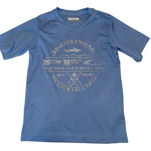 Boys Columbia Blue Performance Fishing Gear Tee S